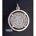 1026 Festos/Phaistos disc pendant on silver bezel (M)