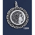 1209 Alexander The Great (Lysimachos) Coin Pendant with Greek Key Pattern / Meander (L)