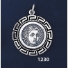 1230 Rhodes Island- Helios Ancient Sun God Coin Pendant with Greek Key Pattern / Meander (M)