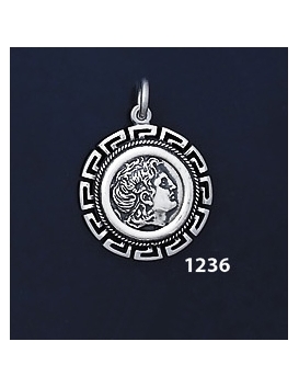1236 Alexander The Great (Lysimachos) Coin Pendant with Greek Key Pattern / Meander (S)