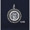1240 Rhodes Island- Helios Ancient Sun God Coin Pendant with Greek Key Pattern / Meander (S)