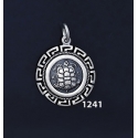 1241 Aegina Land Tortoise Coin Pendant with Greek Key Pattern / Meander (S)