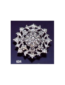 604 Intricate Floral Sterling Silver Round Brooch