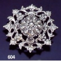 604 Intricate Floral Sterling Silver Round Brooch