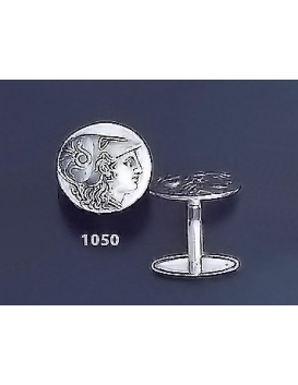 1050 Helmetted Athena Silver Coin Cufflinks (M)