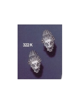 322K Sterling silver Lion torc clip earrings