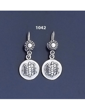 1042 Aegina Land Tortoise Silver Coin Earrings