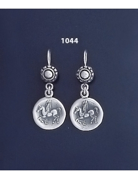 1044 Sterling Silver Corinthian Coin earrings depicting pegasus