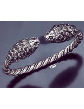 160 Hand-Coiled Double Headed Lion Torc Bracelet