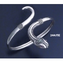 244/PE Silver Head & Tail Ornate Snake Bracelet with Ruby & Emerald