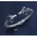 1071 Hand-coiled Ram's head torc bracelet (L)