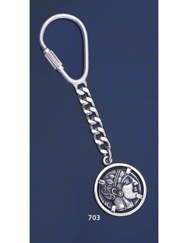 703 Silver Keyring With Goddess Athena Coin