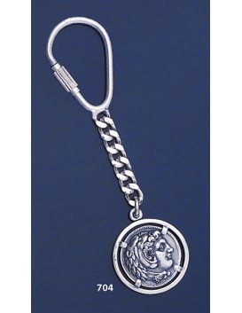 704 Silver Keyring with Alexander the Great ( Hercules ) coin