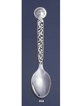 868 Silver Carved Spoon with Alexander The Great ( Lysimachos ) Coin