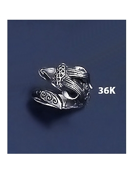 36/K Sterling Silver Capricorn Torc Ring