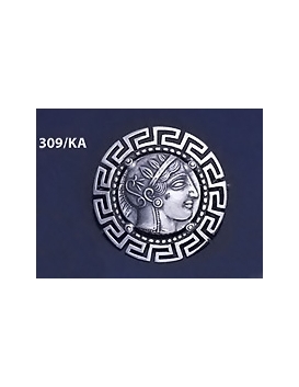 309/KA Sterling silver Athena tetradrachm brooch with Greek key