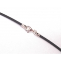 Black rubber chord with silver ends - 40 cm