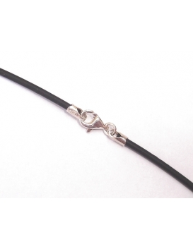 Black rubber chord with silver ends - 42 cm