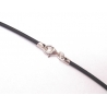 Black rubber chord with silver ends - 45 cm