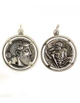 774/B Dionysus/Bacchus phallic Satyr coin Greek mythology silver pendant jewelry