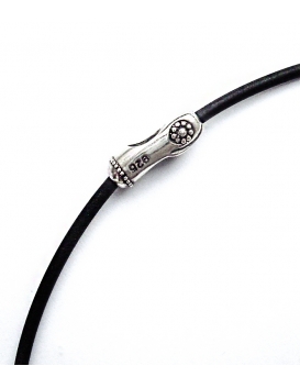 Black rubber chord with Silver motif clasp - any size