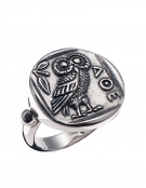 185 Owl of Wisdom sterling silver band ring