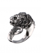 74 Large sterling silver lion torc ring