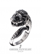 37 Sterling Silver Lion torc ring