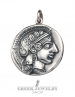 Sterling silver Athena and Owl of wisdom coin pendant. An ancient greek coin jewelry reproduction 273 