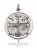 Byzantine silver crucifix coin Pendant. Sterling silver Jesus Christ pendant with Byzantium coin