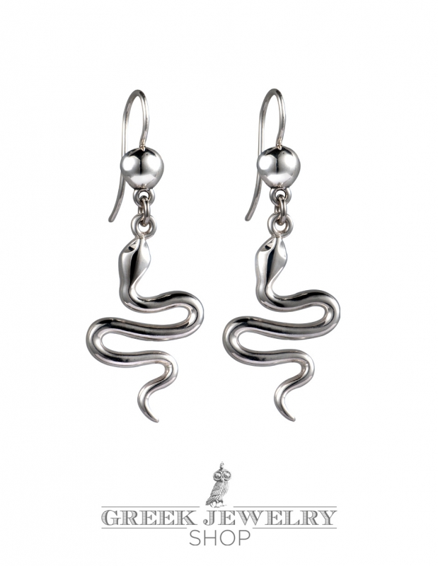Ancient Greece Crete Minoan Snakes Silver Earrings High Quality Item 