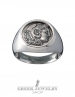 Herakles/Hercules Greek god of strength. Pinky signet chevalier coin ring in silver