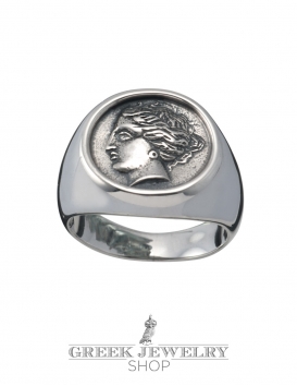 1106 Silver Aphrodite (Venus) graduated coin ring M