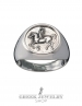Pegasus mythoical horse silver chevalier coin ring. Greek jewelry shop