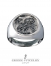 1114 Owl Of Wisdom chevalier coin ring (L)
