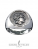 Greek God Apollo chevalier coin ring. Silver coin jewelry handmade in Greece at the Vaphiadis jewellery workshop