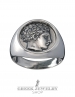 Apollo god Ancient Greek coin ring from silver