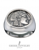1134 Goddess Athena chevalier coin ring (XL)