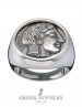 Greek Goddess Athena silver chevalier coin ring from greekjewelryshop.com