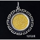1212/E Large Phaistos Disc Coin Pendant with Greek Key Pattern ( Gold Plated)