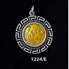 1224/E Alexander The Great (Hercules) Coin Pendant with Greek Key Pattern (Gold Plated)