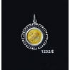 1232/E Smalll Owl Of Wisdom Coin Pendant with Greek Key Pattern (Gold Plated)