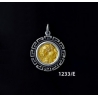 1233/E Small Goddess Athena Coin Pendant with Greek Key Pattern (Gold Plated)