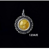 1234/E Small Helmetted Athena Coin Pendant with Greek Key Pattern (Gold Plated)