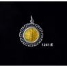 1241/E Small Aegina Land Tortoise Coin Pendant with Greek Key Pattern (Gold Plated)