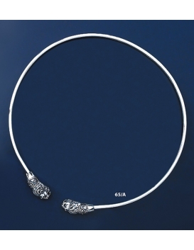 65/A Lion Silver Torc Collar Necklace (S)