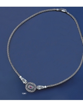 1281 Hellenistic hand-braided necklace with Ruby